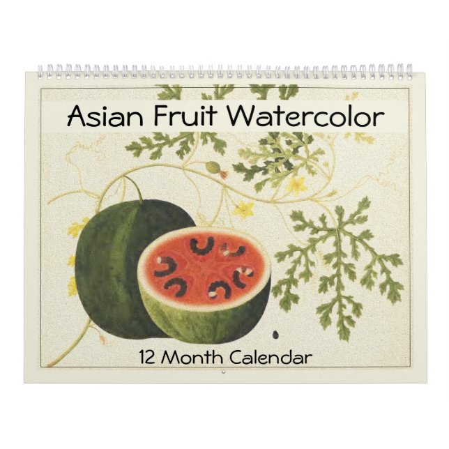 Asian Fruit Watercolor Moderne Bauernhausdekoratio Kalender (Titelbild)