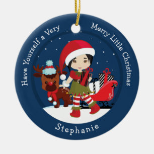 Asian Girl Elf Keramik Ornament