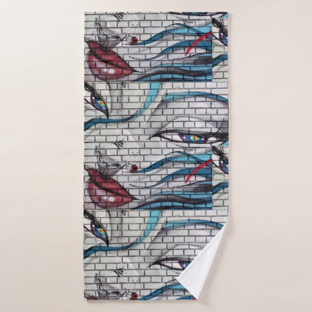 Asian Girl Graffiti Badhandtuch Set (Badehandtuch)