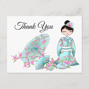 Asian Girl Vielen Dank Postkarte