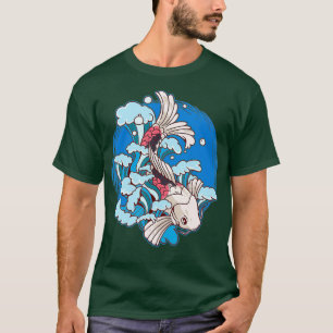 Asian Koi Fish Koi Pond In Wave T-Shirt
