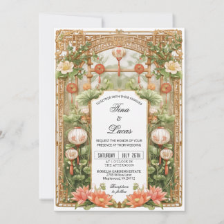 Asian Lotus and Lantern Wedding Ceremony Einladung