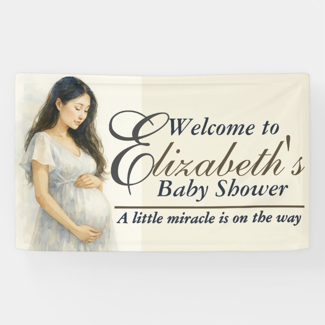 Asian Mom to be Elegant Bohemian  Baby Shower Banner (Horizontal)
