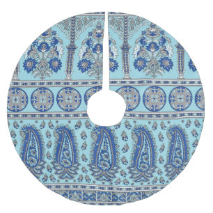 Asian Paisley Border: Traditionelles Design. Polyester Weihnachtsbaumdecke