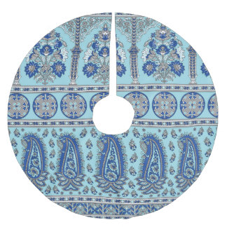 Asian Paisley Border: Traditionelles Design. Polyester Weihnachtsbaumdecke