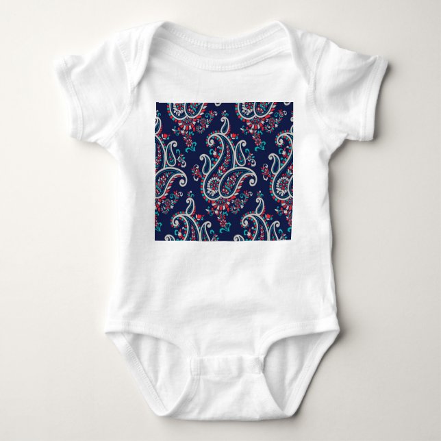 Asian Paisley: Traditionelles Nahtloses Design. Baby Strampler (Vorderseite)