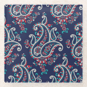 Asian Paisley: Traditionelles Nahtloses Design. Glasuntersetzer