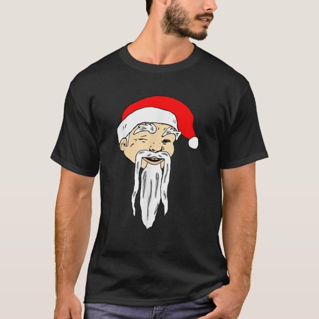 Asian Santa Claus Christmas Winking T-Shirt (Vorderseite)