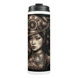 Asian Steampunk Woman Thermal Tumbler Thermosbecher