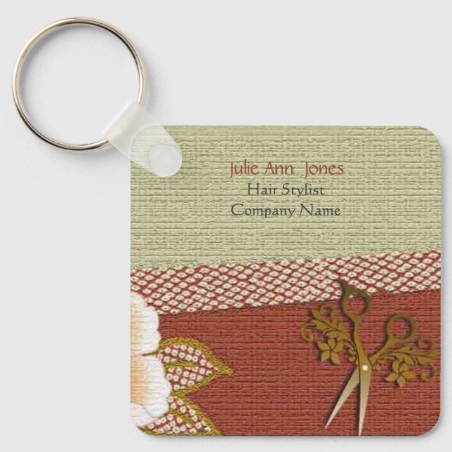 Asian Style Hair Stylist Business Card Keychain Schlüsselanhänger (Vorderseite)