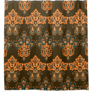 Asian Textile Paisley: Vintage Illustration der Bl Duschvorhang