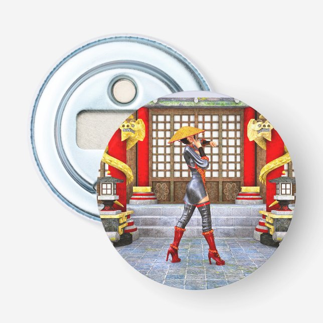 Asian Warrior Maiden Flaschenöffner (Vorderseite)