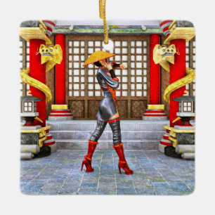 Asian Warrior Maiden Keramikornament