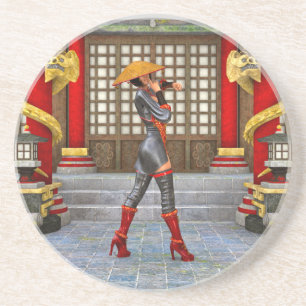Asian Warrior Maiden Sandstein Untersetzer