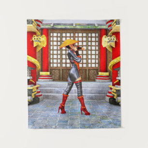 Asian Warrior Maiden Wandteppich