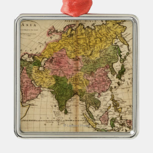 AsiaPanoramic MapAsia 3 Ornament Aus Metall