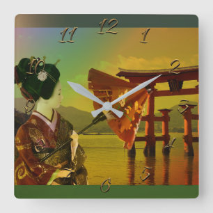 Asiat Quadratische Wanduhr