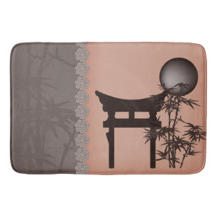 Asiatisch-braune Torii-Bambuskunst Badematte