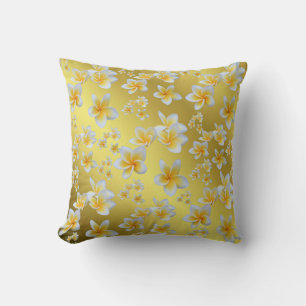 asiatisch, gelb, weiß, blühen, hell, gold, floral kissen