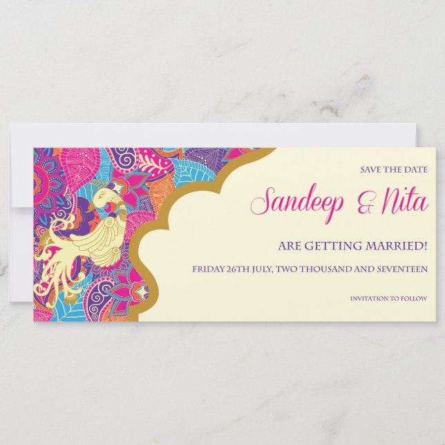 Asiatisch - Hochzeit - Henna - Save the Date (Vorderseite)