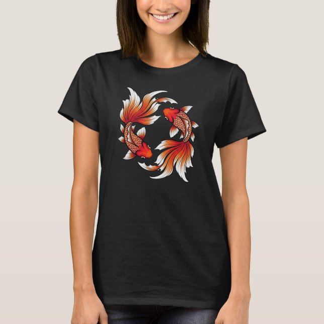 Asiatisch inspiriert Goldfisch-Design T-Shirt (Vorderseite)
