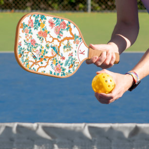 Asiatisch Inspirierte Muster, farbenfrohe Blume Vö Pickleball Schläger