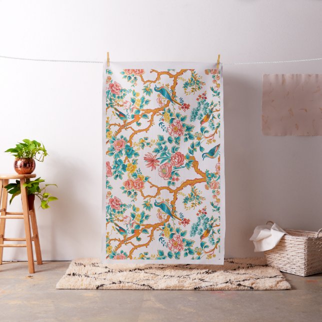 Asiatisch Inspirierte Muster, farbenfrohe Blume Vö Stoff (Beispiel)