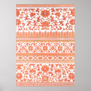 Asiatisch inspiriertes Blumenornament Poster von O