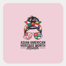 asiatische amerikanische und pazifische Inselbewoh Quadratischer Aufkleber