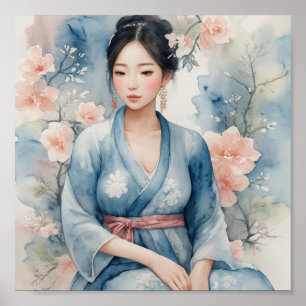 Asiatische Aquarellenposter Poster