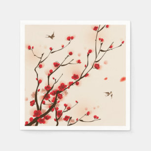 Asiatische Art-Malerei-Pflaumen-Blüte im Frühjah Serviette