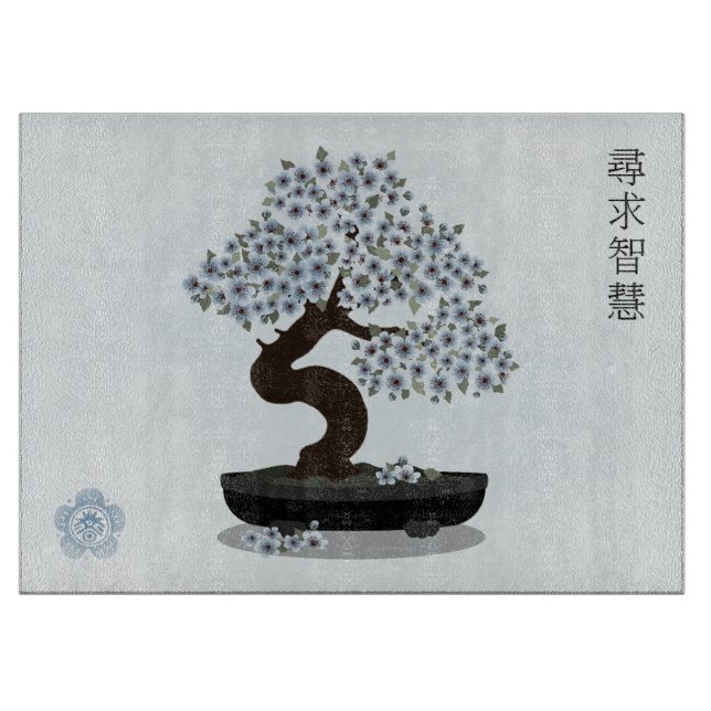 Asiatische Blütenblütengrafik Schneidebrett (Vorderseite)