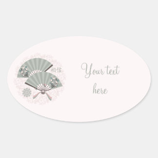 Asiatische Blütengrün-Fans "Glauben Sie der digita Ovaler Aufkleber