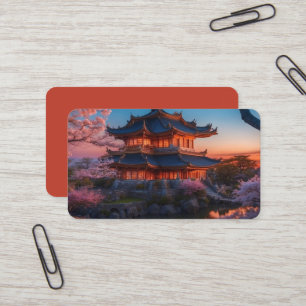 Asiatische Burg des Garten-Sonnenuntergangs-Leseze Visitenkarte