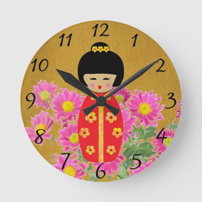Asiatische Dollars Runde Wanduhr (Vorderseite)
