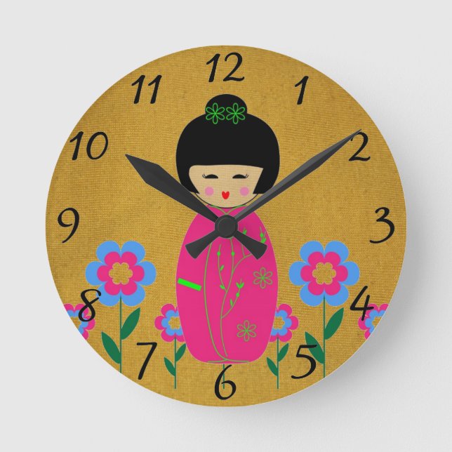 Asiatische Dollars Runde Wanduhr (Vorderseite)