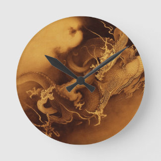 Asiatische Drache-Fantasie-Kunst-Uhr Runde Wanduhr