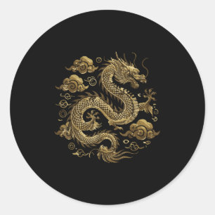 Asiatische Drachenschwaden Vintage-Chinese-Japanis Runder Aufkleber
