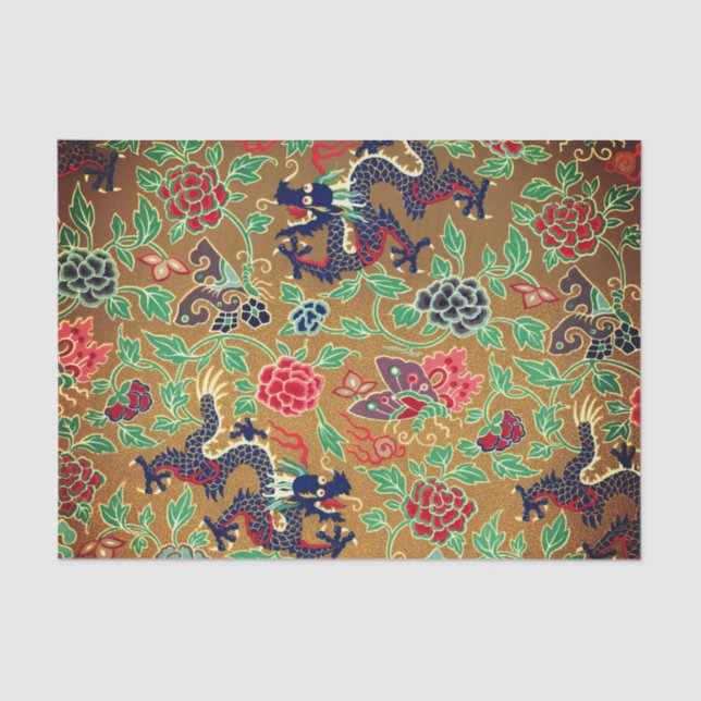ASIATISCHE DRAGONEN MIT SCHALTFLÄCHE SEIDENPAPIER (Vorderseite)