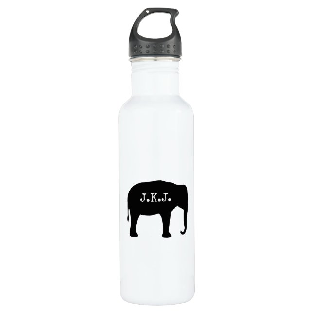 Asiatische Elefant-Silhouette mit Ihrem Text Edelstahlflasche (Vorderseite)