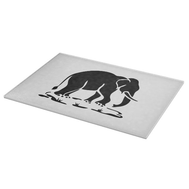 Asiatische Elefanten stehen vor thailändischem Ele Schneidebrett (Ecke)