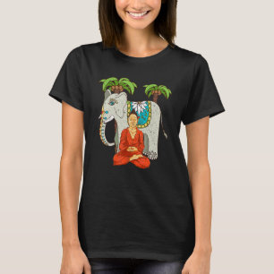 Asiatische Elefantenpalmenbäume Zen Buddhistischer T-Shirt