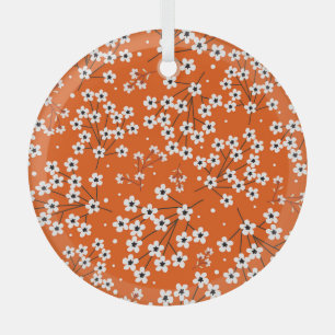 Asiatische Eleganz: Rote Blume Nahtlose Printwerbu Ornament Aus Glas