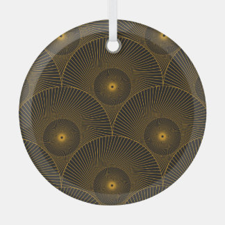 Asiatische Federn: Gold-Schwarz nahtlos. Ornament Aus Glas