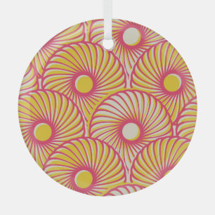 Asiatische Federn, orange-rote Schuppen, nahtlos. Ornament Aus Glas