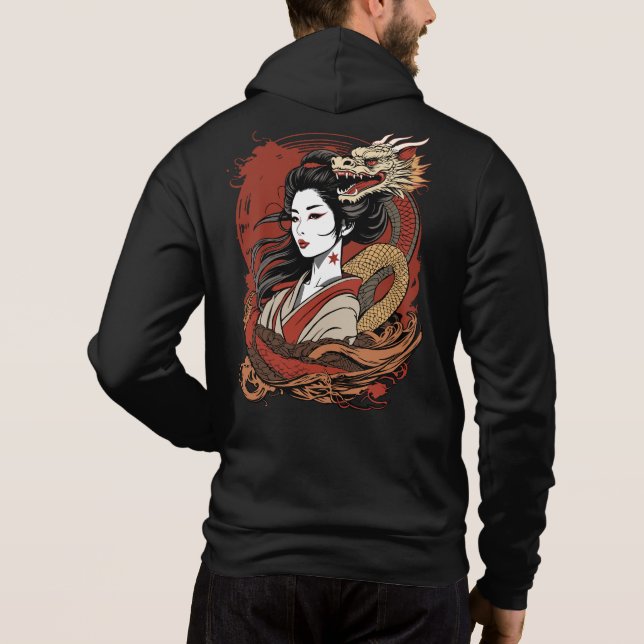Asiatische Frau | Chinesischer Drache Hoodie (Rückseite)
