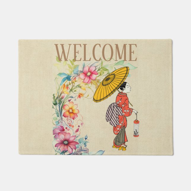 Asiatische Frau Doormat Fußmatte (Vorderseite)