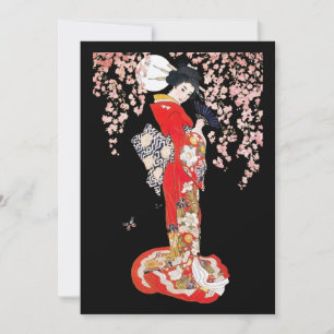 Asiatische Frau mit Tscherry-Blossom-Nacht Einladung