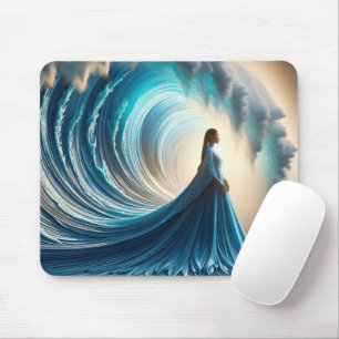 Asiatische Frau mit Wellengang Mousepad