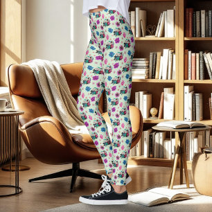 Asiatische Geisha-Drache Kirschblüten Blau Leggings